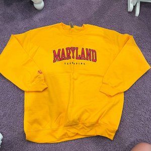 University of Maryland Yellow Crew Neck Sweatshirt
